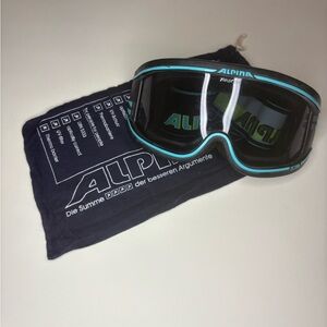 Alpina Toya Ski Goggles Black/Blue - Tri-Flex Lens - Vintage/Retro Snow Goggles